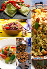 Photo collage of vegetarian food