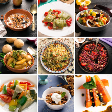 photo collage of vegetarian food