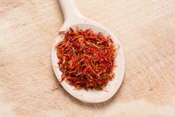 Saffron in a wooden spun