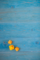 yellow duck, colorful toys, the concept of childhood, blue