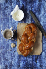 fresh milk loaf and coffee healthy breakfast still life