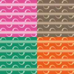 Set four patterns with green beige pink and orange waves