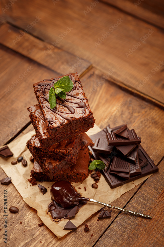 Wall mural plate with delicious chocolate brownies