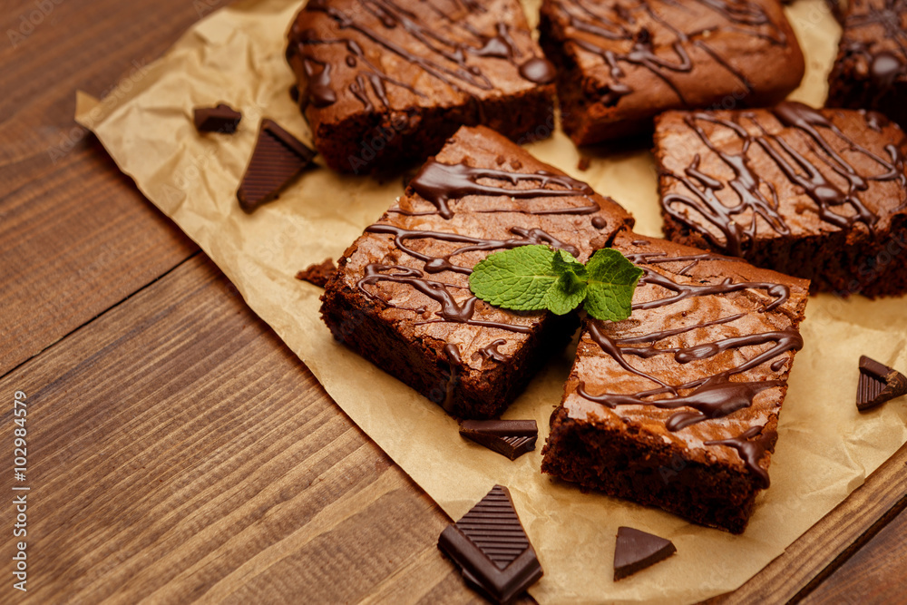 Wall mural chocolate cake on a baking sheet