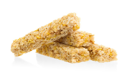 Muesli bar with apple, nuts and sugar