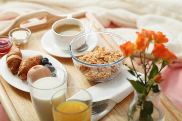 Obraz na płótnie Canvas breakfast served in bed