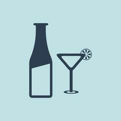 Icon of Beer Bottle & Glass. EPS-10.