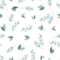 Seamless floral with pattern pastel branches and leaves