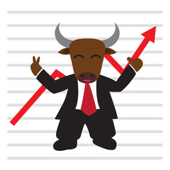 The bull wear business suit in front of bullish stock market gra © cappui