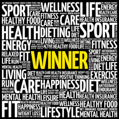 Obraz premium Winner word cloud background, health concept