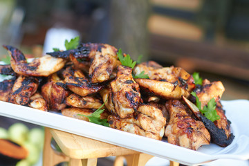 grilled chicken wings outdoor
