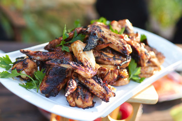 grilled chicken wings outdoor