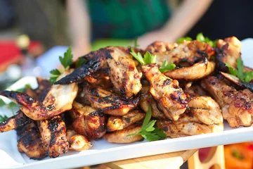 Fototapete grilled chicken wings outdoor © photoniko