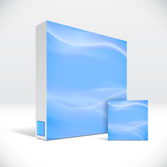 3D Identity box with abstract sky blue lines cover