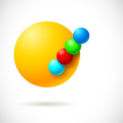 Infographics with group of flying balls
