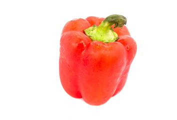 Fresh red peppers on white background.