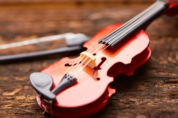 Fototapeta na wymiar violin on a wooden background