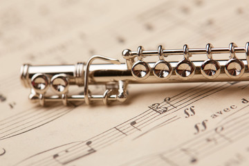 Obraz premium flute of notes in the background