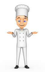 3d puzzled chef on a white background