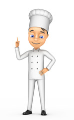 3d cheerful chef on a white background