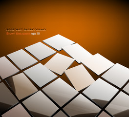 Glossy brown tiles scene vector abstract background