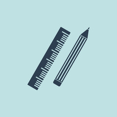 Icon of Pencil & Ruler. EPS-10.