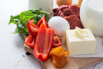 Selection of food high in vitamin A