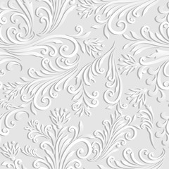 Volumetric seamless floral pattern background.