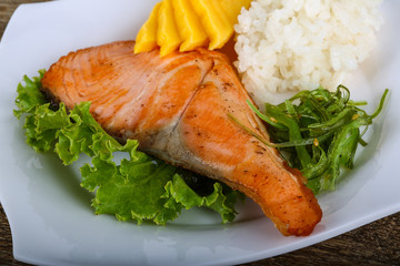 Roasted salmon steak