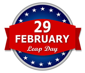 29 February Leap Day - blue red on a white background.