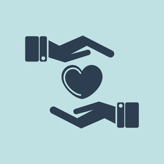 Icon Of Heart & Hand or Heart Care. EPS 10