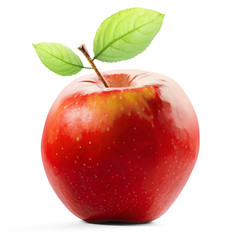 Red Apple and leafe isolated with clipping path