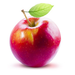 Red Apple and leafe isolated with clipping path