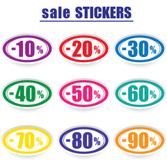 Colorful sale stickers and labels. Vector set