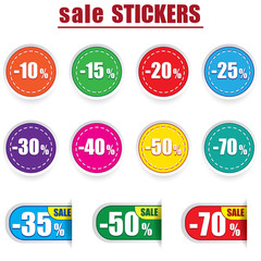 Vector set of colorful sale stickers and labels