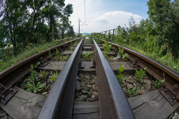 railroad tracks, railway in wide-angle lens © mkarpiel