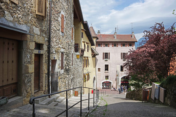 View of the street in city centre of Annecy