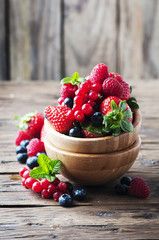 Mix of berry on the wooden table