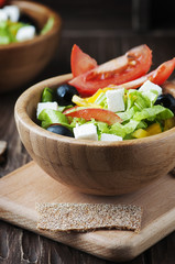 Fresh Greek salad with olive oil