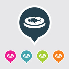 Very Useful Editable Fish Icon on Different Colored Pointer Shape. Eps-10.