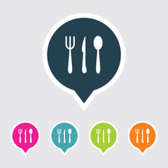 Very Useful Editable Restaurant Icon on Different Colored Pointer Shape. Eps-10.