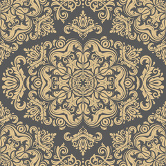 Damask seamless golden ornament. Traditional pattern. Classic oriental background