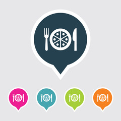 Very Useful Editable Restaurant Icon on Different Colored Pointer Shape. Eps-10.