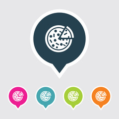 Obraz premium Very Useful Editable Pizza Icon on Different Colored Pointer Shape. Eps-10.