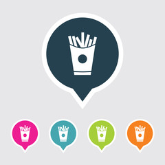 Very Useful Editable French Fries Icon on Different Colored Pointer Shape. Eps-10.