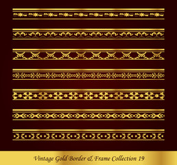 Vintage Gold Border Frame Vector Collection 19