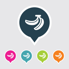 Very Useful Editable Banana Icon on Different Colored Pointer Shape. Eps-10.