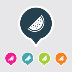 Very Useful Editable Watermelon Slice Icon on Different Colored Pointer Shape. Eps-10.