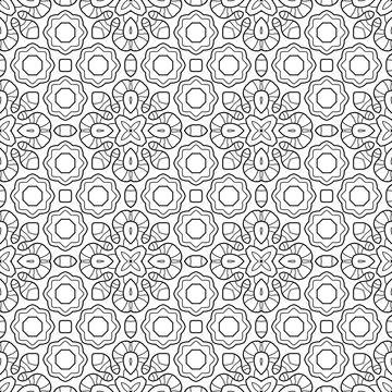 Seamless black and white decorative pattern for coloring book