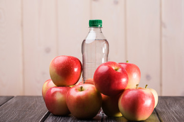 Still life of apples and water
